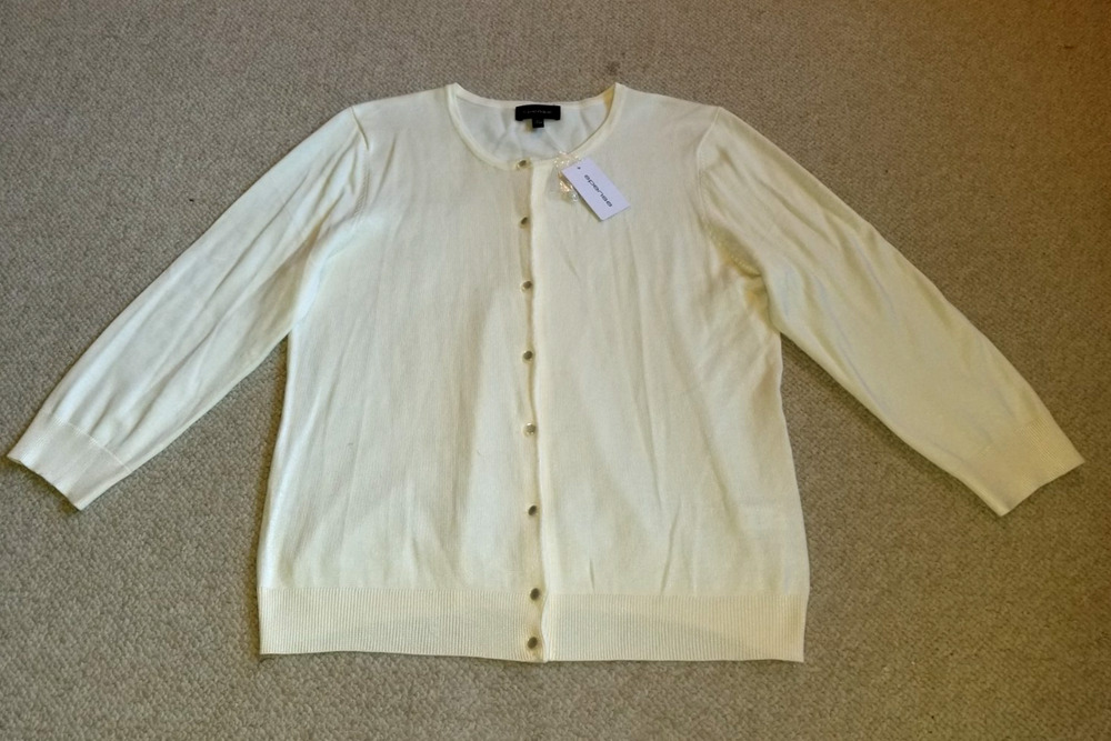 NWT Womens Sweater-SPENSE-ivory rayon cardigan 3/4 slv Classic Capsule-XL